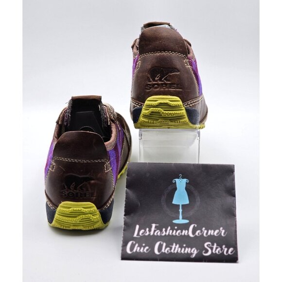 Sorel Women's Purple & Brown Mackenzie Lined Leather Plaid Sneakers Sz 6 379 - Picture 10 of 16